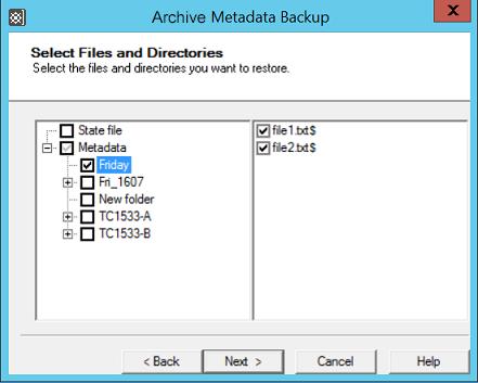 Metadata Backup There are three restore options: Overwrite existing metadata - always writes metadata from the backup onto the cache disk, overwriting any metadata that is already present.