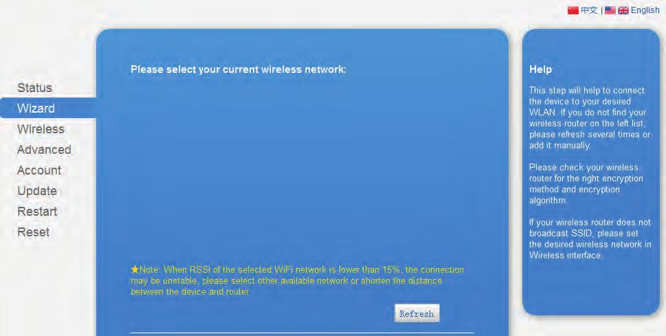 Picture 7-8 Click Refresh to search available wireless networks, or add it manually input