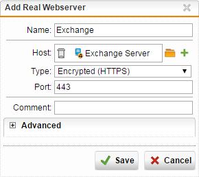 F. Creating the Real Webserver(s) The next step in setting up the WAF is configuring the Real Webserver(s) which represent the Exchange CAS backend servers to the WAF setup. 1.