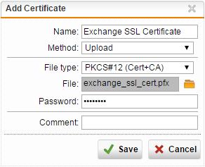 A. Import the required certificates First you ll need to import your Exchange server s SSL certificate. The certificate must be in PKCS12 (.