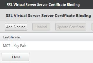 Click Bind to attach the certificate to the Content Switching Virtual