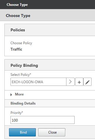 43. Click Bind to bind the policy to the Exchange-OWA Virtual Server. 44.