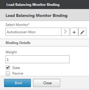 43. Click Bind to bind the monitor to the Autodiscover Service