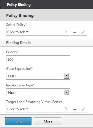identified. 5. Click the + symbol to add the first policy for the Content Switching vserver.