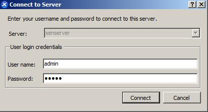 3. Enter the XenServer credentials shown on the login screen of the lab