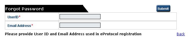 Enter the UserID and Email Address in the respective fields and click Submit as seen in Figure 59.