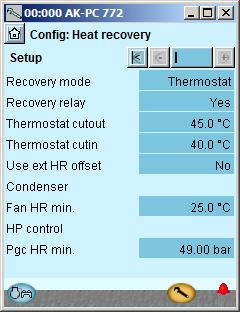 Configuration - continued Setup control of heat recovery 1. Go to Configuration menu 2. Select heat recovery 3.