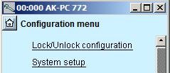 Configuration - continued Lock configuration 1. Go to Configuration menu 2. Select Lock/Unlock configuration 3.