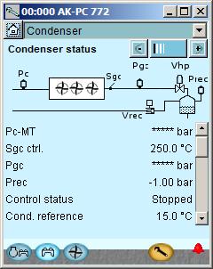 Check of settings - continued 7. Move on through all the individual displays for the condenser group. Change displays with the +- button.