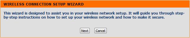 begin. Click Next to continue your wireless network setup.