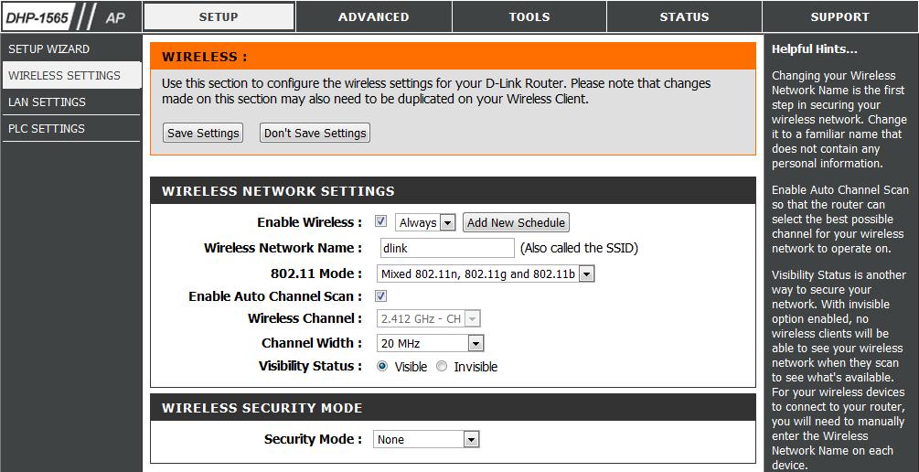 Enable Wireless: Wireless Network Name: Check this box to enable the wireless function. If you would prefer not to use wireless, uncheck the box to disable all the wireless functions.