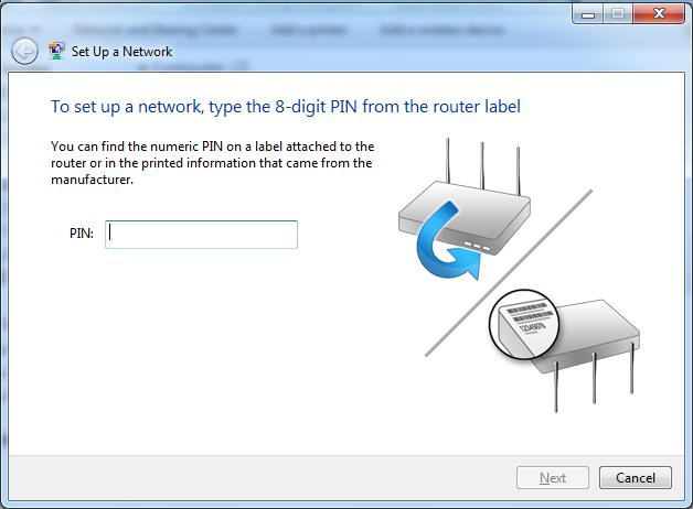 Input the WPS PIN number (displayed in the WPS window on