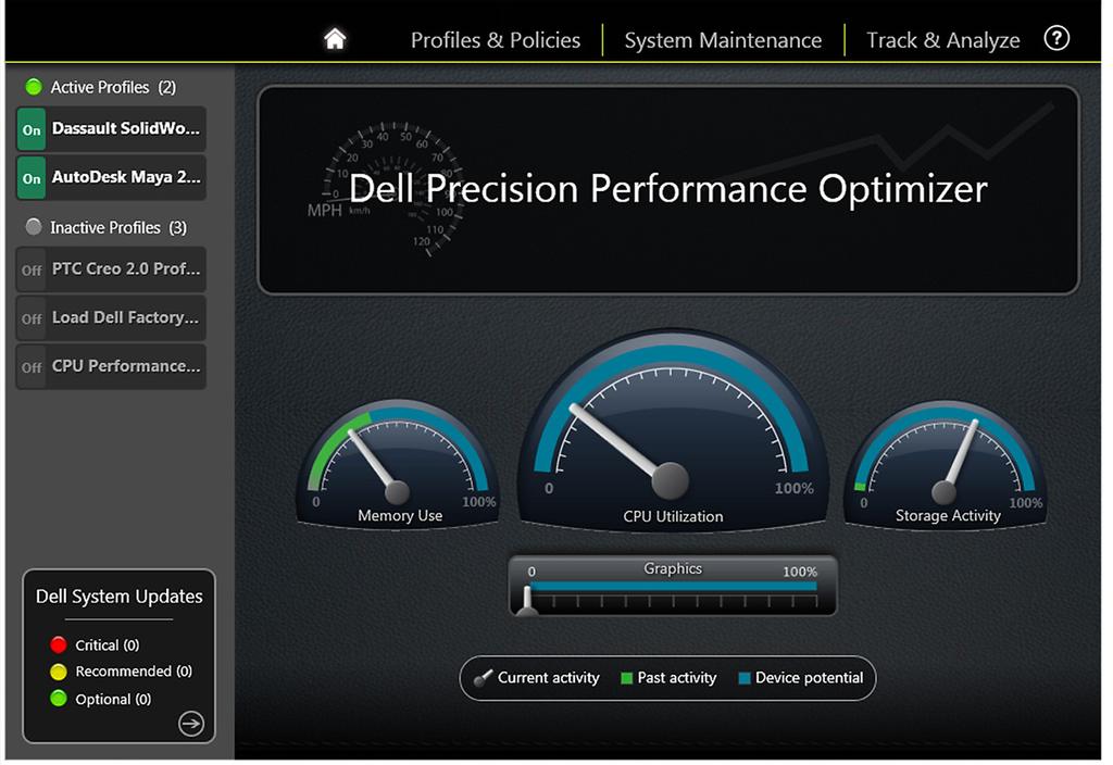 Dell Precision Performance Optimizer Optimize performance, update software and analyze usage all from one easy to use application Workstation Optimization Imagine if your Dell Precision workstation