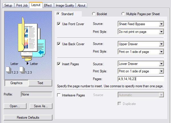 Print The driver allows users to create a wider range of documents than some of the competition. Users can also choose to rearrange pages ready for booklet production.