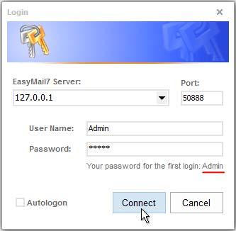 Activation and First Run If the program is successfully installed, the EasyMail7 Server automatically starts and runs as a service on the background. Start G-Lock EasyMail7 Client component.