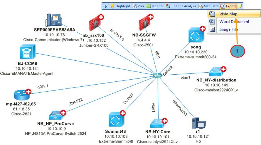 2.5 Create Visio Maps Instantly Export NetBrain Qmap to Visio format Use Case: Share a map with someone without access to a NetBrain Workstation Generate static Visio maps for inventory or compliance