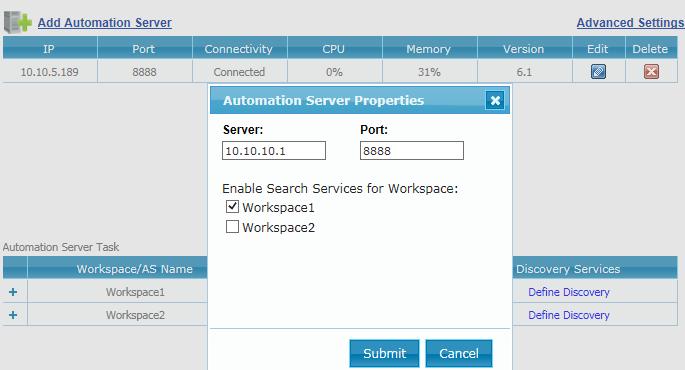 8. 1 Multiple-AS (Automation Server) Add multiple automation servers in Workspace Server Use Case: Users expect quick discovery, search and map since it is very slow to run those functions 1.