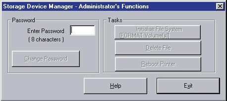 Click [Exit] and the Storage Device Manager dialog box will open. Setting Up an Administrative Password 1.