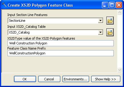 5. Enter Well Construction Polygon as the XS2DType value. 6. Enter WellConstructionPolygon as the Feature Class Name Prefix.