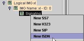 Configuring ISDN Signaling Follow the procedures below to configure a D Channel on the IMG. Configuring a D Channel 1. Right-click Signaling and select New ISDN. 2.