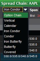 Spread Chain: AAPL COMPLEX ORDER TICKET The advanced order ticket now allows for all new types of orders: OCO (order cancels order), OTO