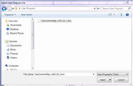 Click Browse in the Download User Program File frame. The Select User Program File screen displays (see Figure 4). 5.