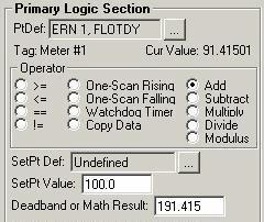 Meter Run values #1, parameter 0 (flow rate per day). The 16 copied items land in soft point #1, starting at DATA1 and ending at DATA16. The Copy Data function copies data from PtDef to SetPt Def.