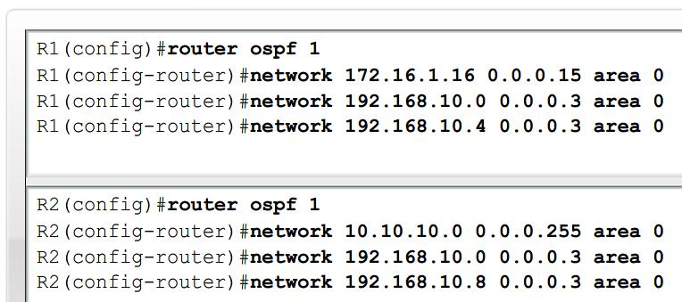 OSPF network command + Used to identify the interface where run OSPF + network address +