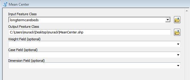 8. Click OK to run the tool. When the tool finishes running, the new MeanCenter layer will appear in your table of contents. 9.