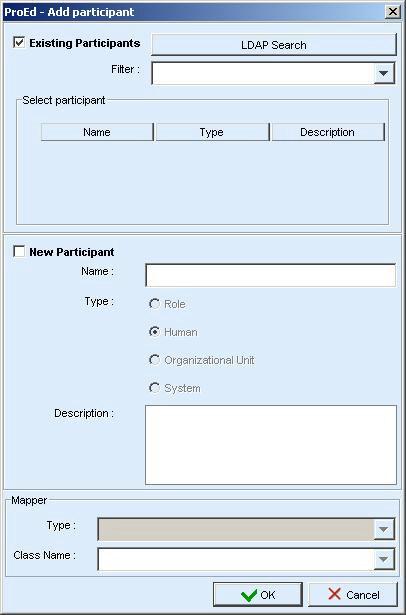 CHOOSING AN EXISTING PARTICIPANT Click the "Existing participants" checkbox in the "Add Participants" window to add an existing Participant: to choose the appropriate Participant, search the LDAP
