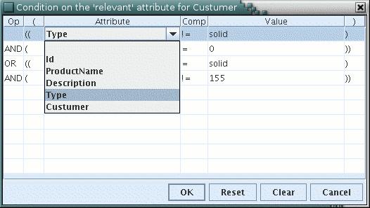 4.9 Required/Relevant/Readonly Condition Dialogs The Condition panel displays the current set of rules for the required, relevant, and readonly properties.