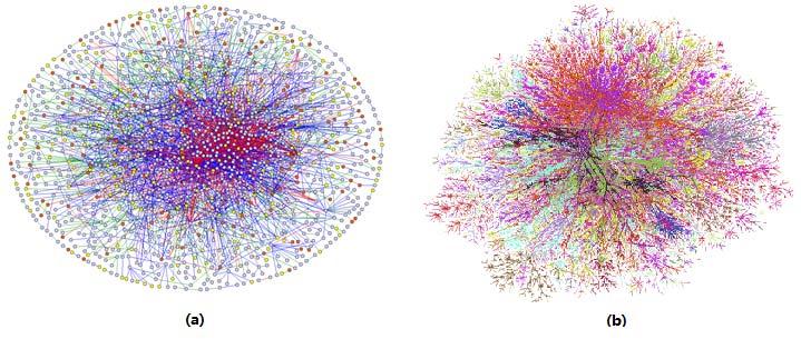 Chapter 2 - Complex network Fig. 2 2 A complex system viewed as a network. Left: protein interactions. (Source: [17]). Right: part of the actual internet, retrieved from the Internet Mapping Project.