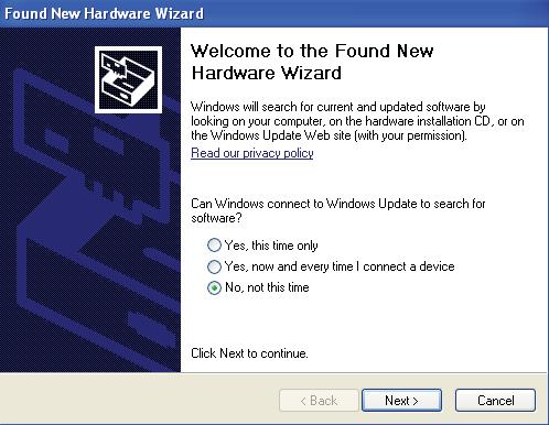 USB-Link Driver Installation for Windows XP USB Serial Converter Driver Installation for Windows XP 5. The next window that appears will ask, What do you want the wizard to do?