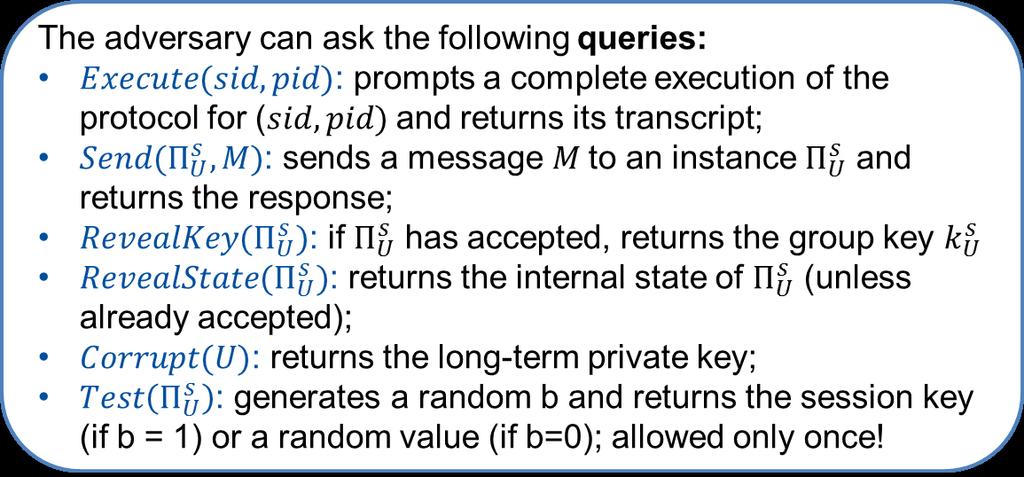 Security Model (an example) upper bound for no.