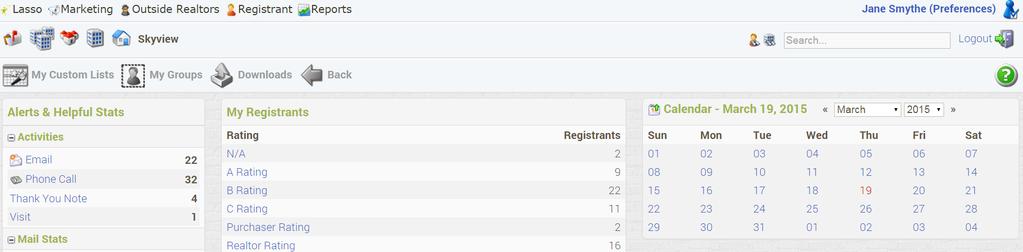 The Preferences page will allow you to change the following: Change your password Display the number of Registrants by Rating on the Home Page Set your default email address Display Groups on the