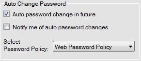 The Auto Change Password area deals with future password changes.