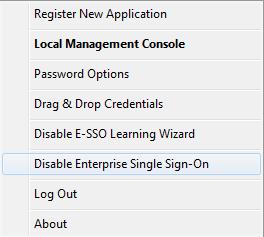 Check or uncheck Enterprise Single Sign-On to activate or deactivate the Enterprise Single Sign-On Web toolbar.
