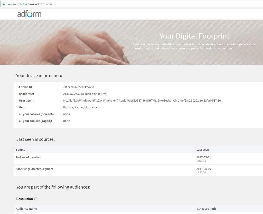 Supporting rights to insight, rectification and portability me.adform.