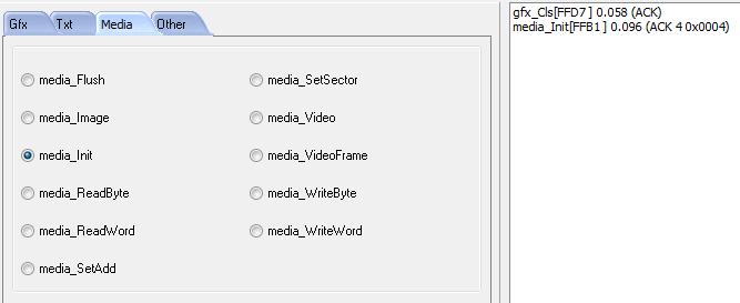Next click on the Media tab and select media_init and press Send.