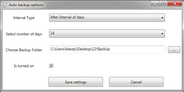 2.2. Interval Type = After Interval of Days: Select number of days set to 14 for current example, this means that auto back up will happen every 14 days. The remaining options are the same both for 3.