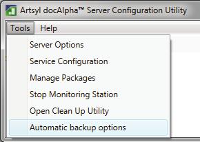 docalpha s internal DB and the Batches folder. The setup instructions can be seen below: 2. For Auto backup options window: 2.1.