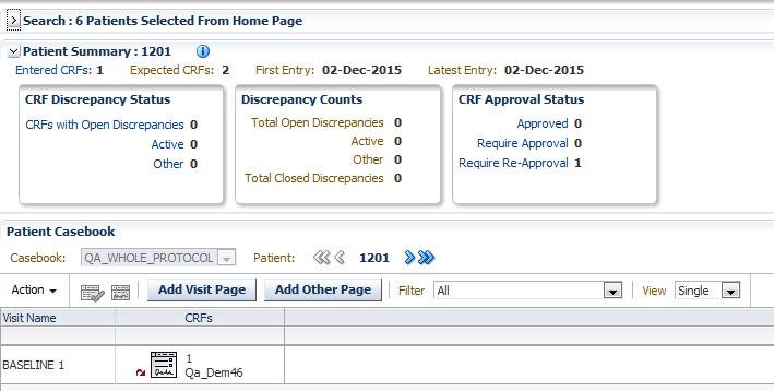 DATA ENTRY: SINGLE PATIENT VIEW Links in Patient Summary section can be used to filter day (e.g.
