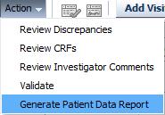 From the drop-down, select Generate Patient Data Report and