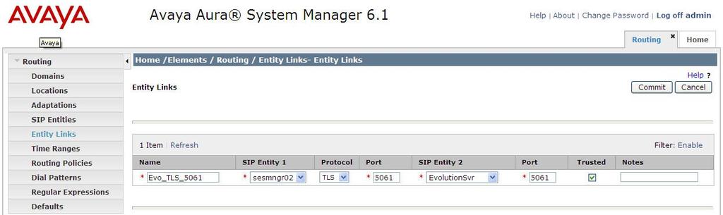6.5. Administer Entity Links A SIP trunk between a Session Manager and another system is described by an Entity Link.