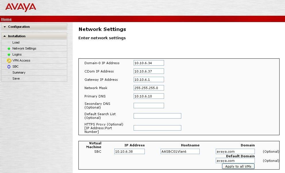 7. Configure Avaya Aura Session Border Controller This section shows the configuration for AASBC to allow routing of SIP messages from the Session Manager to the Voice over Ethernet Service.