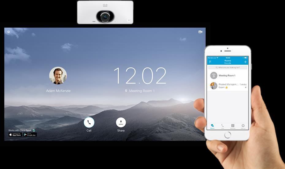 Pairing your Mobile Device to a Room System Enter the room and your Cisco Spark mobile app will automatically pair to the Spark Room System
