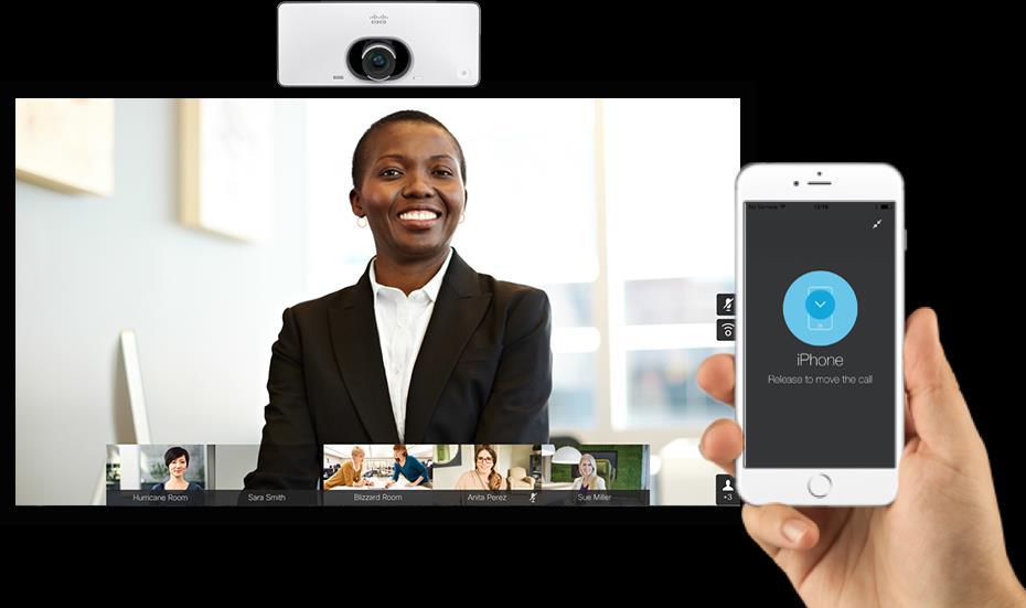 Moving a call If you are ready to leave the meeting room but not ready to leave the call, simply use the Cisco Spark mobile application to drag and drop the call to your local device Choose whether