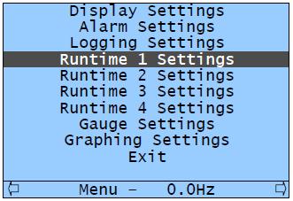 The currentl selected Runtime Screen is shown in the title bar at the bottom of the displa area. Runtime Screens are labeled 'Runtime 1', 'Runtime 2', 'Runtime 3' and 'Runtime 4'.