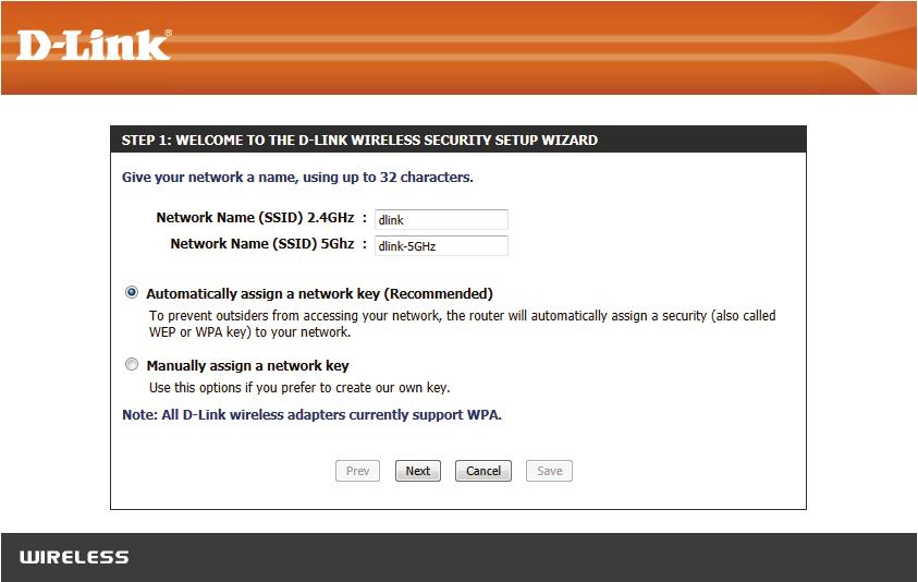Section 4 - Security Wireless Connection Setup Wizard To run the security wizard, click on Setup on the top menu bar and then click Wireless Connection Setup Wizard.