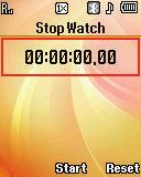 Stop Watch You can use this menu to set a stop watch. 1. In standby mode, press Menu Tools Stop Watch. 2. Press to Start, Stop, and continue the stopwatch count. 3.